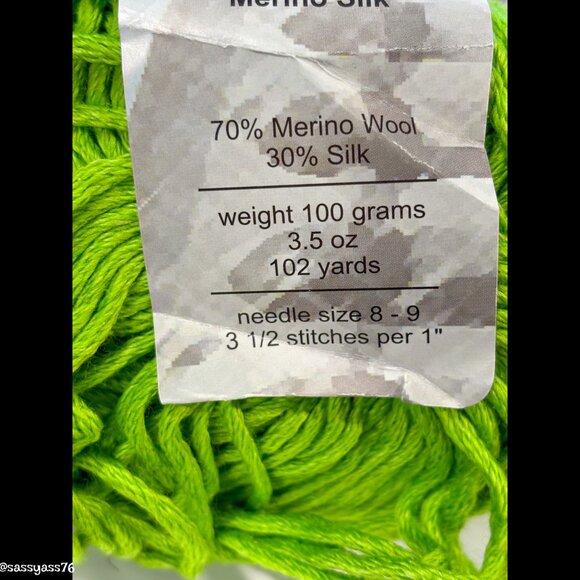🆕NWT▪️CASCADE YARNS▪️VENEZIA 3 Skeins Merino Silk LIME Yarn - Picture 3 of 4